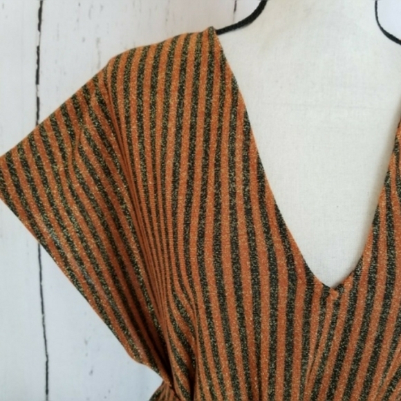 ZARA // metallic striped vneck belted midi knit - Picture 6 of 16